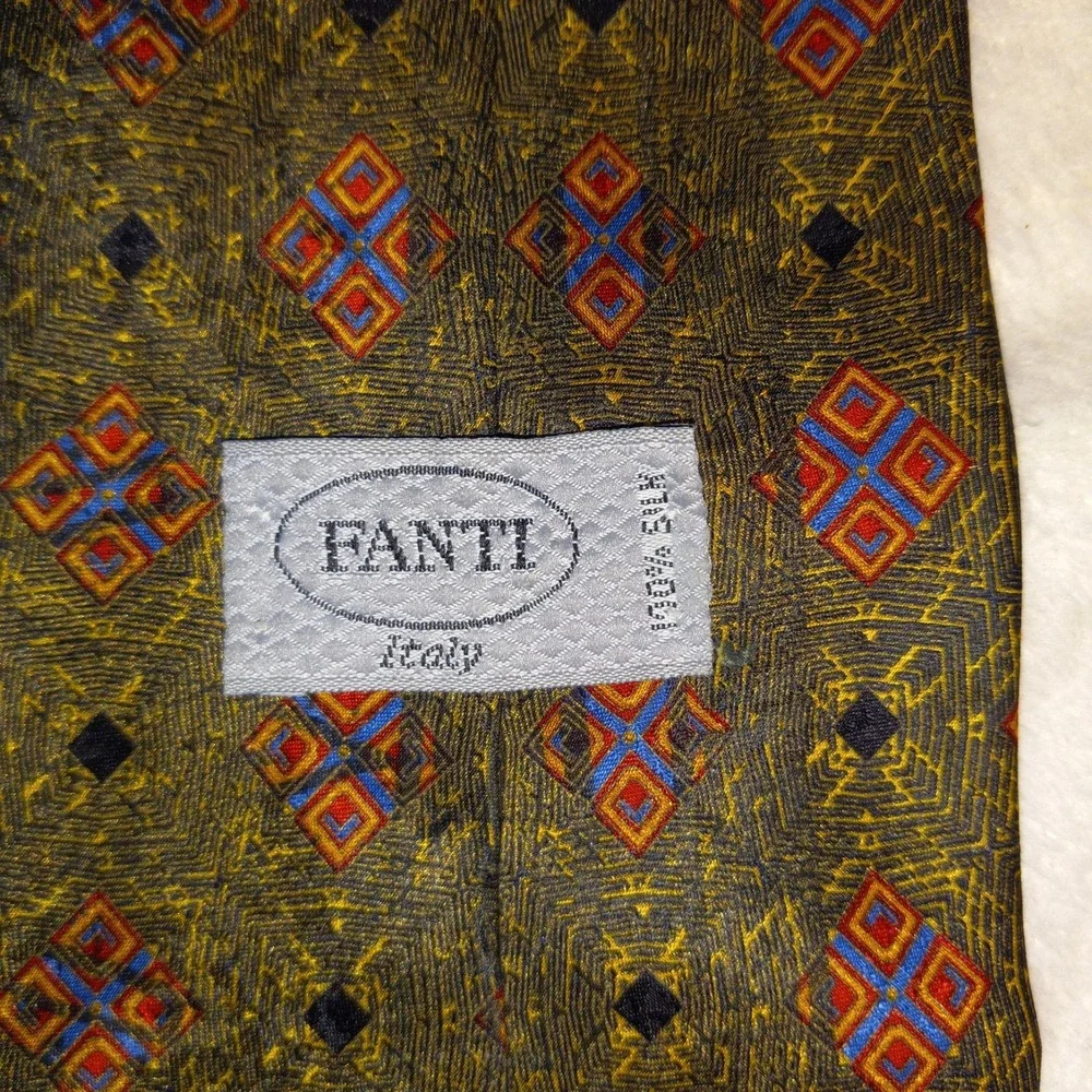 Fanti Vintage Silk Tie GOLD  Geometric Patterned 58